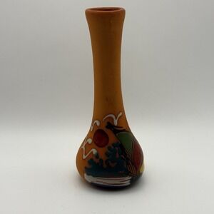 Vintage Punta Cana Pottery miniature vase Glazed Hand Painted Beach Theme Signed